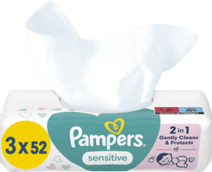 PAMPERS Sensitive chusteczki nawilzane dla dzieci 3x52 szt