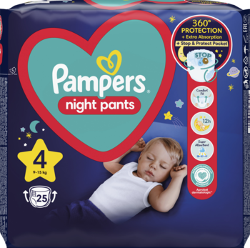 PAMPERS Night Pants pieluchomajtki 4 9 15 kg 25 szt